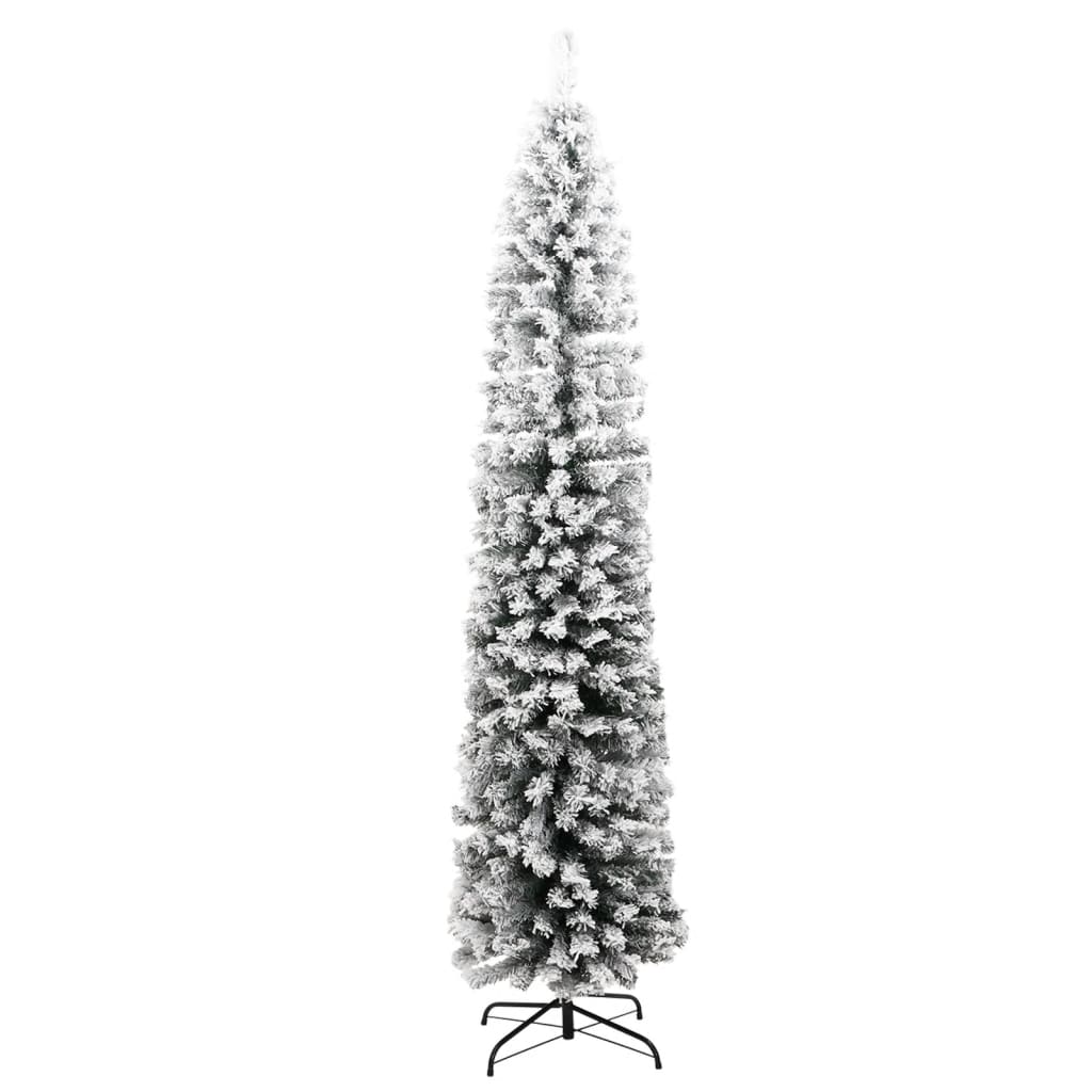 Sapin de Noël artificiel mince flocon de neige vert 210 cm PVC - Xios Store SNC