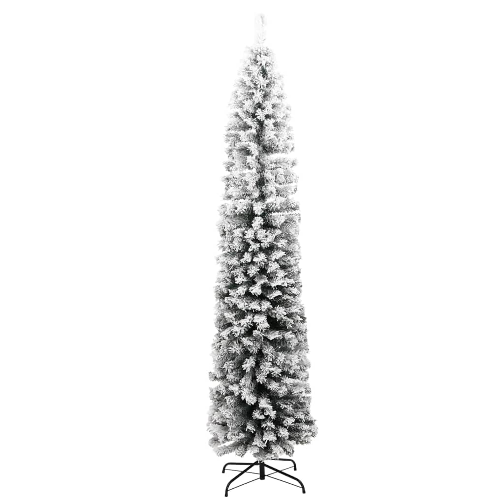 Sapin de Noël artificiel mince flocon de neige vert 240 cm PVC - Xios Store SNC