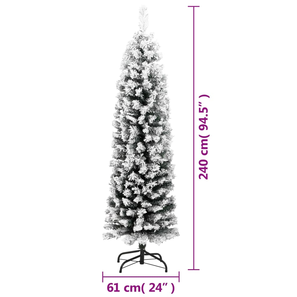 Sapin de Noël artificiel mince flocon de neige vert 240 cm PVC - Xios Store SNC