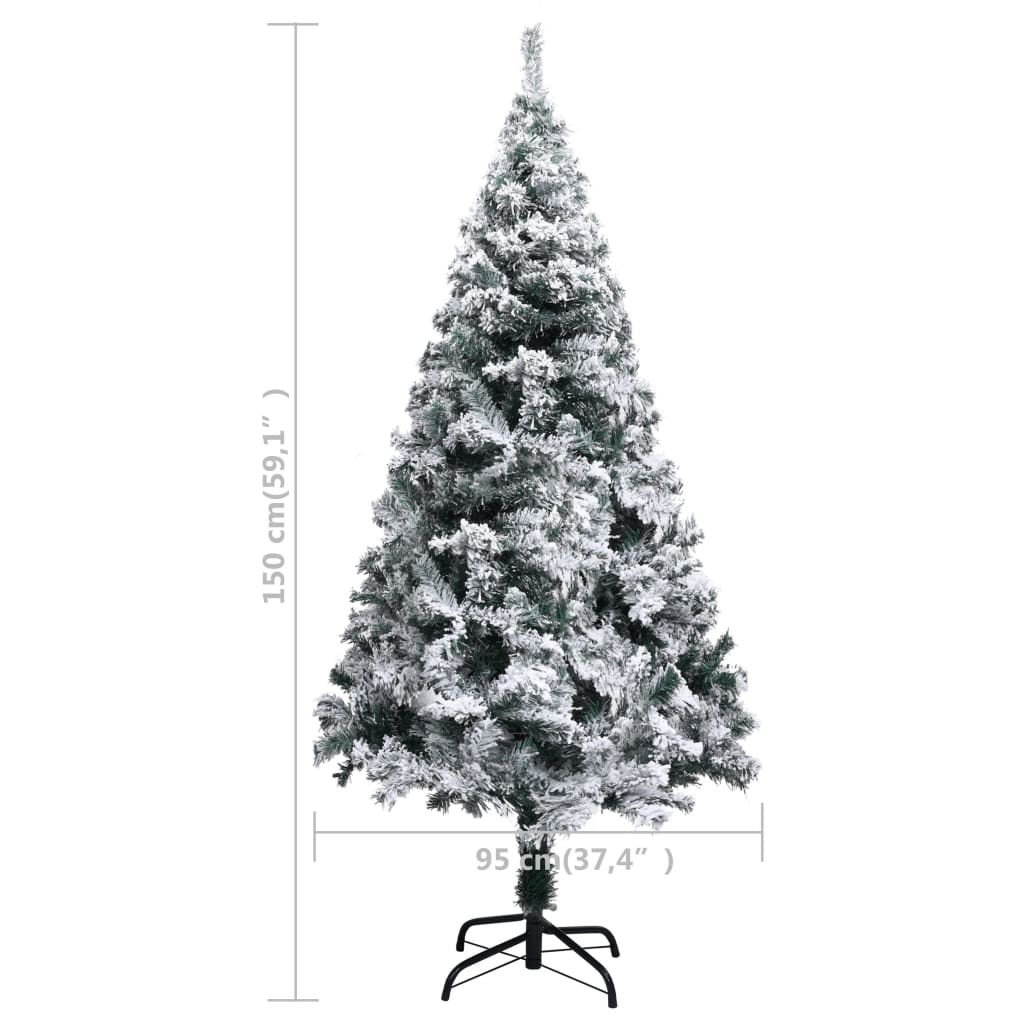 Sapin de Noël artificiel avec neige floquée vert 150 cm PVC - Xios Store SNC