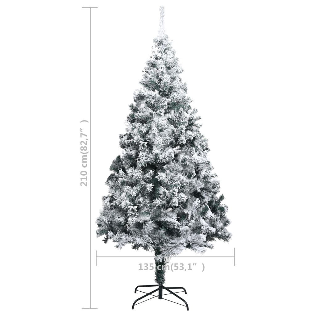 Sapin de Noël artificiel avec neige floquée vert 210 cm PVC - Xios Store SNC