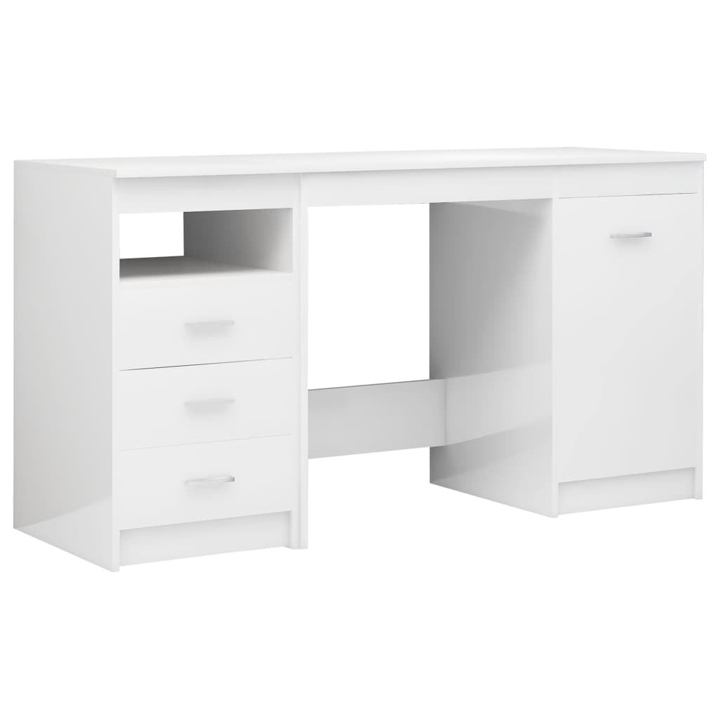 Bureau Blanc brillant 140x50x76 cm Bois d’ingénierie Bureaux vidaXL   