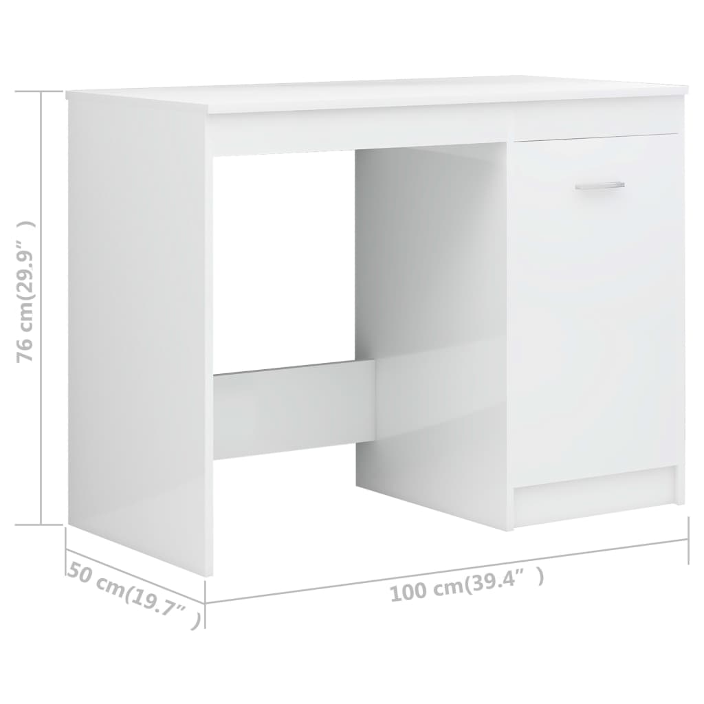 Bureau Blanc brillant 140x50x76 cm Bois d’ingénierie Bureaux vidaXL   