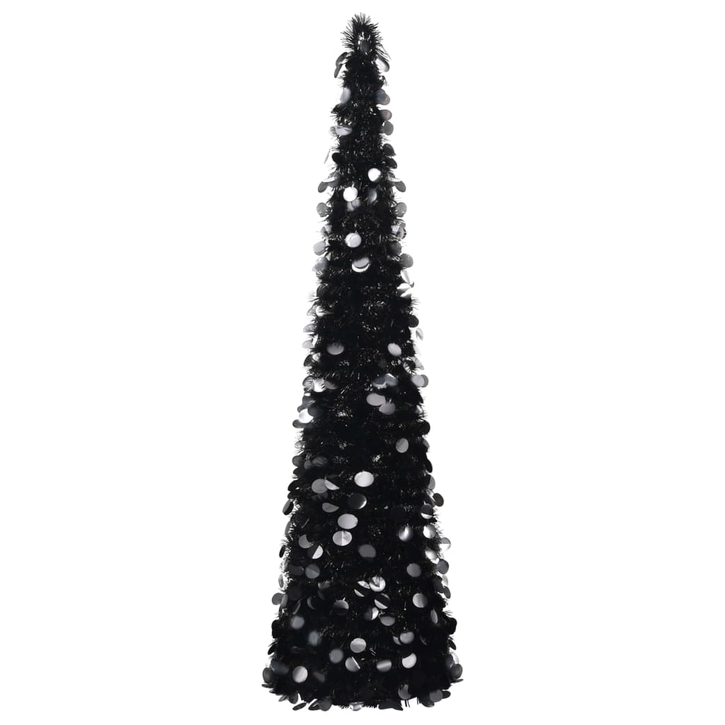 Sapin de Noël artificiel escamotable noir 150 cm PET - Xios Store SNC