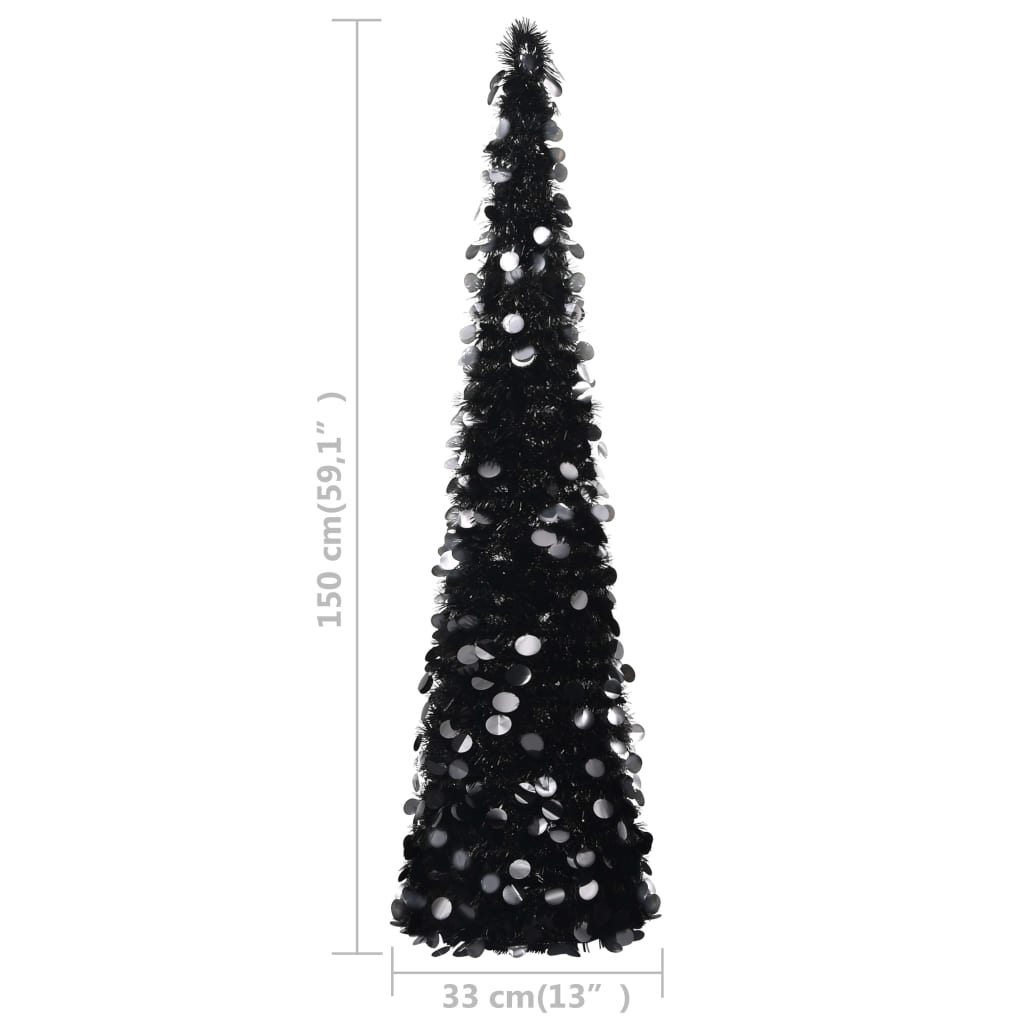 Sapin de Noël artificiel escamotable noir 150 cm PET - Xios Store SNC