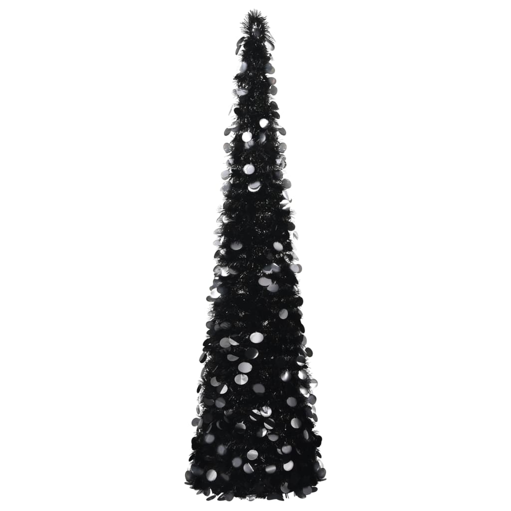 Sapin de Noël artificiel escamotable noir 180 cm PET - Xios Store SNC