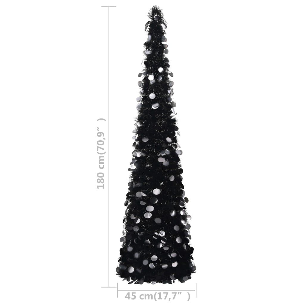 Sapin de Noël artificiel escamotable noir 180 cm PET - Xios Store SNC