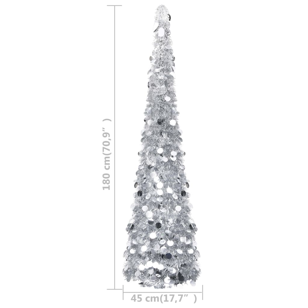 Sapin de Noël artificiel escamotable argenté 180 cm PET - Xios Store SNC