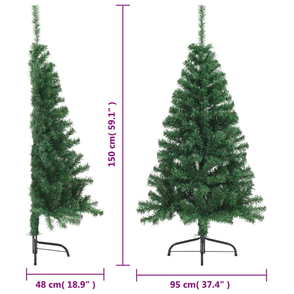 Sapin de Noël artificiel moitié avec support vert 150 cm PVC - Xios Store SNC