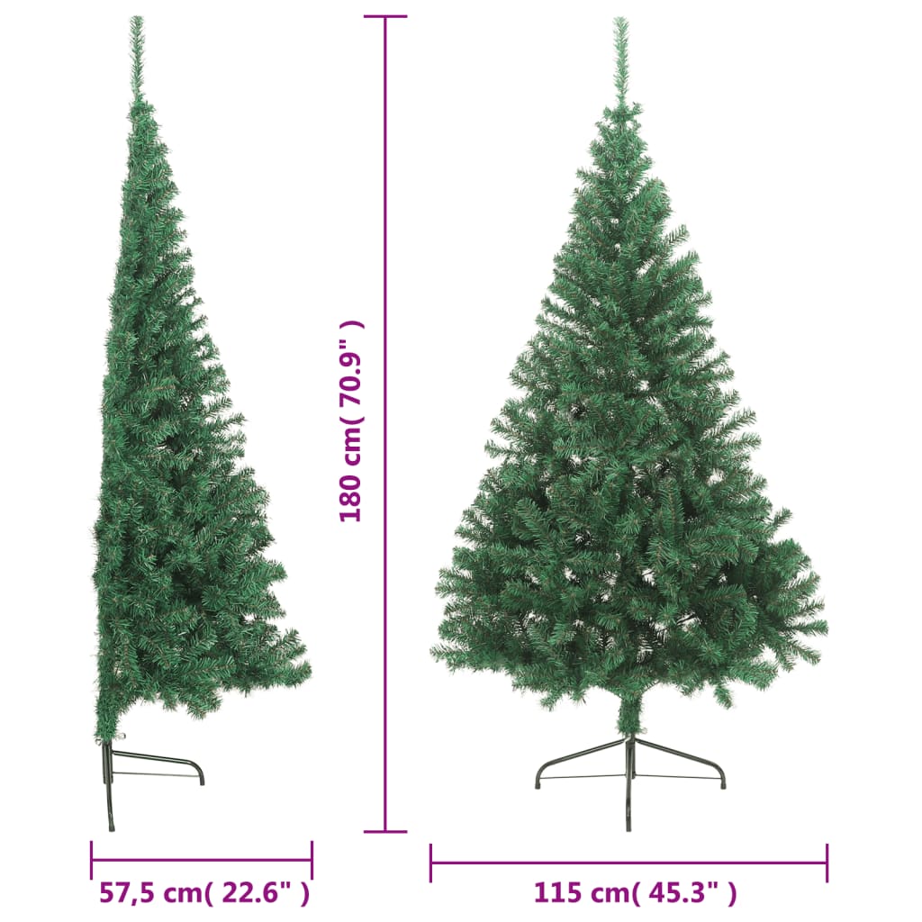 Sapin de Noël artificiel moitié avec support vert 180 cm PVC - Xios Store SNC