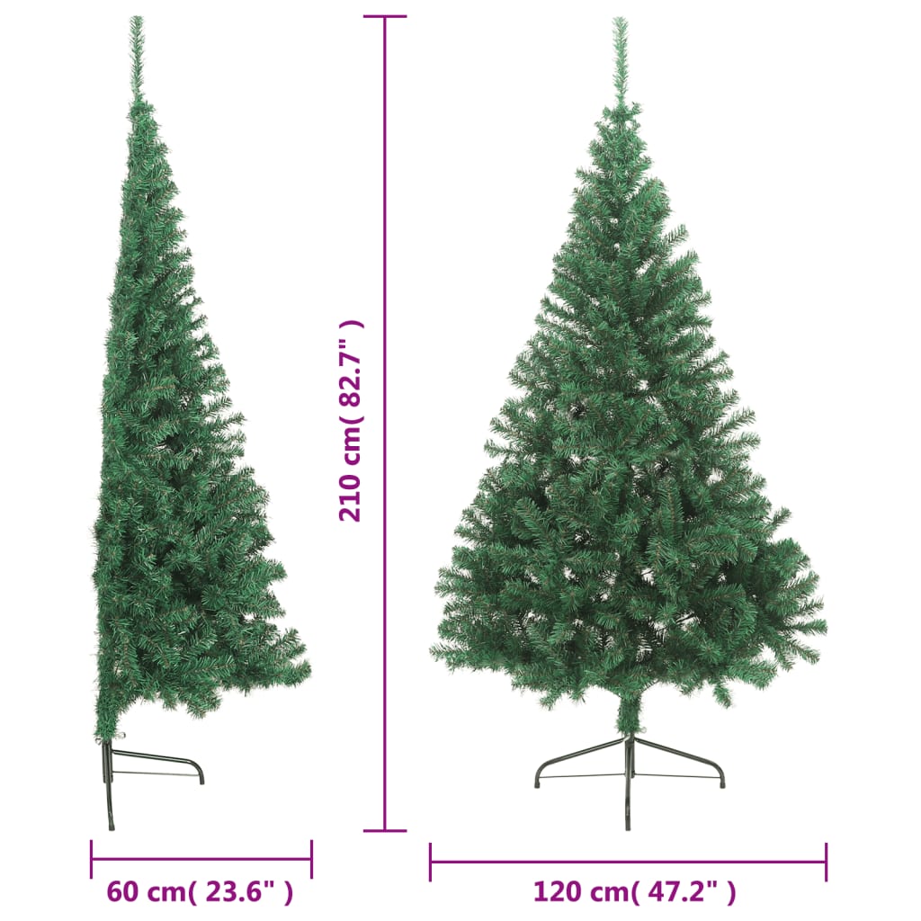 Sapin de Noël artificiel moitié avec support vert 210 cm PVC - Xios Store SNC