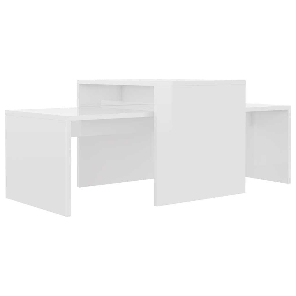 Ensemble de table basse Blanc brillant Bois d’ingénierie Tables basses vidaXL   