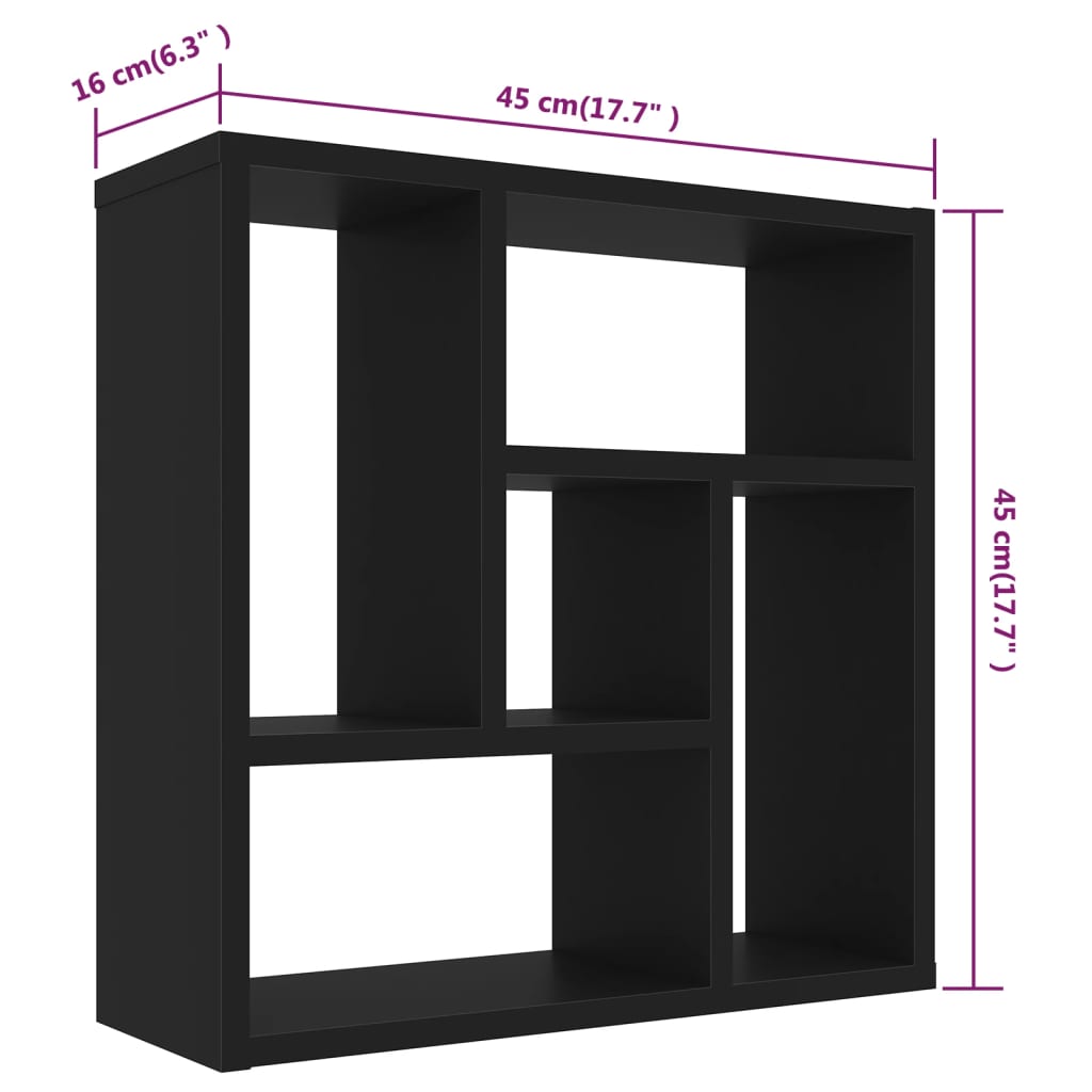 Étagère murale Noir 45,1x16x45,1 cm Bois d’ingénierie Étagères murales & corniches vidaXL   