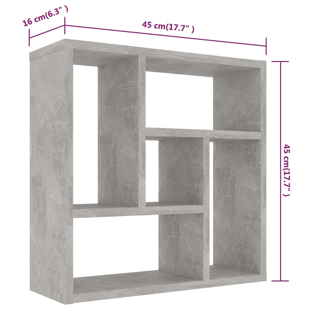 Étagère murale Gris béton 45,1x16x45,1 cm Bois d’ingénierie Étagères murales & corniches vidaXL   