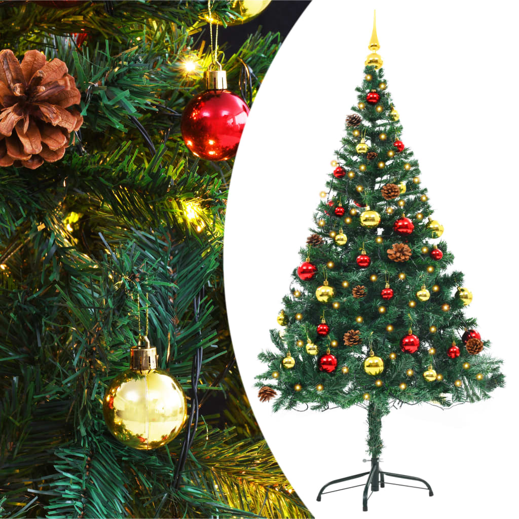 Arbre de Noël artificiel pré-éclairé avec boules vert 150 cm - Xios Store SNC