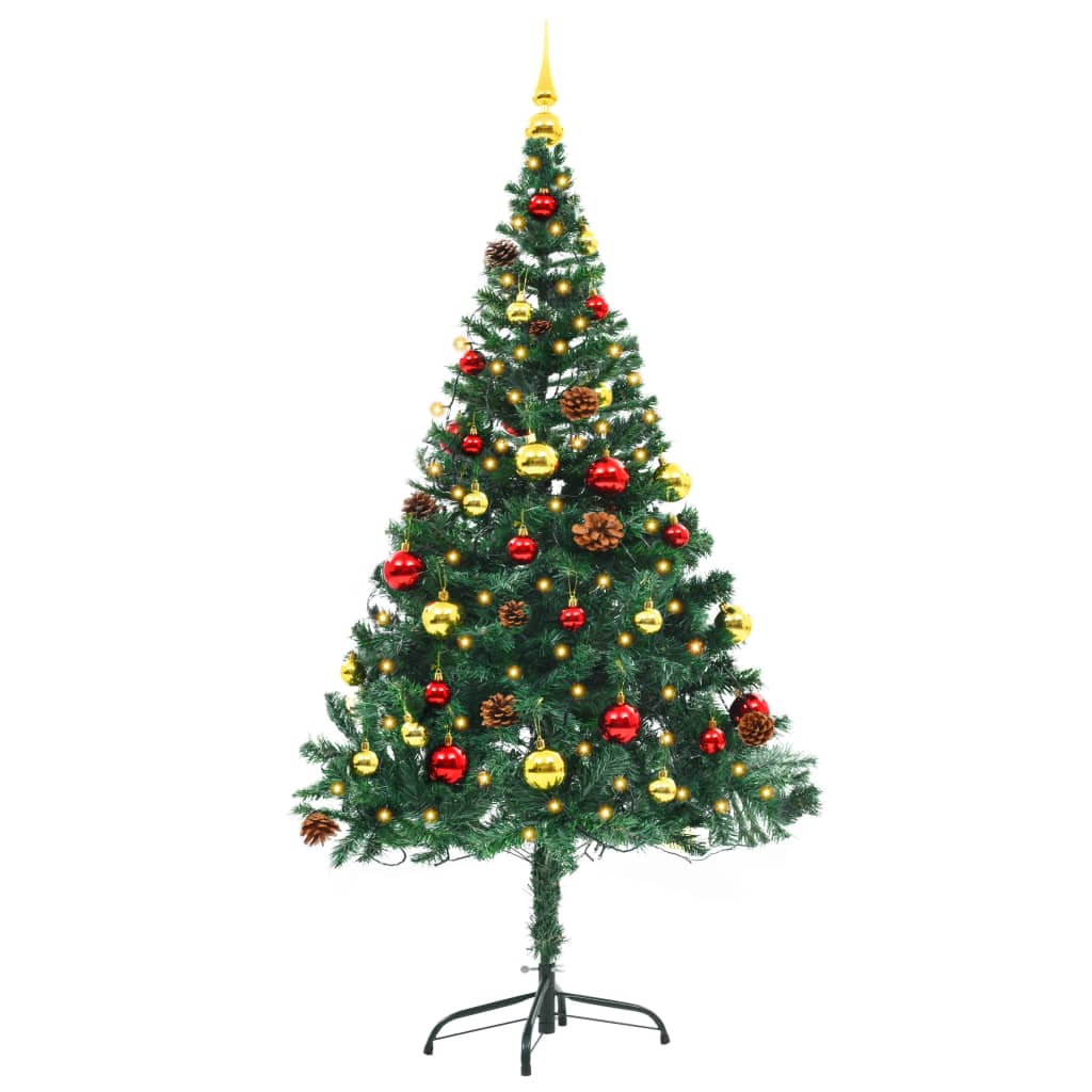 Arbre de Noël artificiel pré-éclairé avec boules vert 150 cm - Xios Store SNC