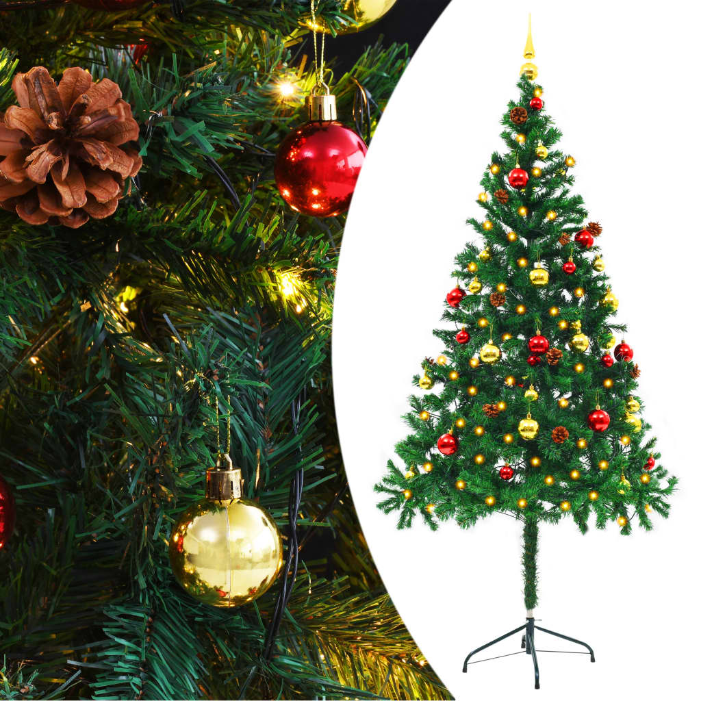 Arbre de Noël artificiel pré-éclairé avec boules vert 180 cm - Xios Store SNC