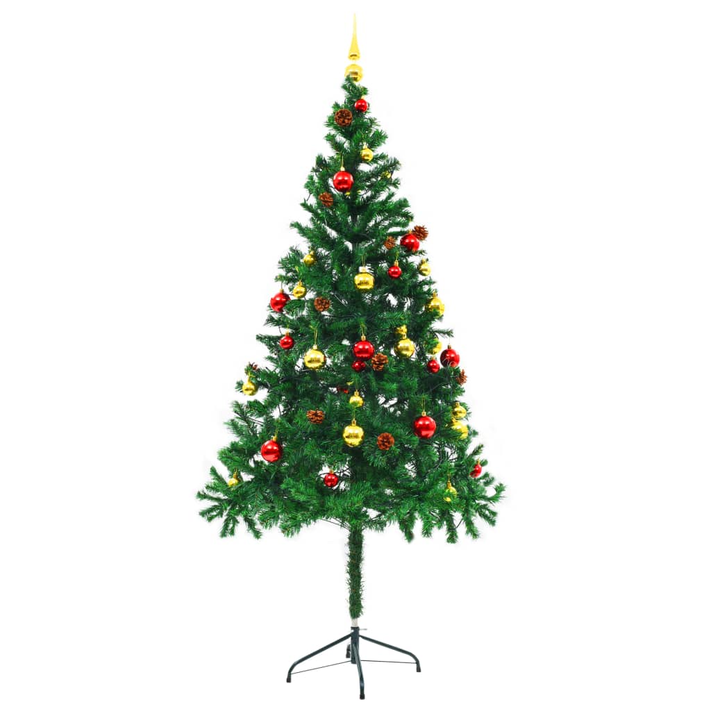 Arbre de Noël artificiel pré-éclairé avec boules vert 180 cm - Xios Store SNC