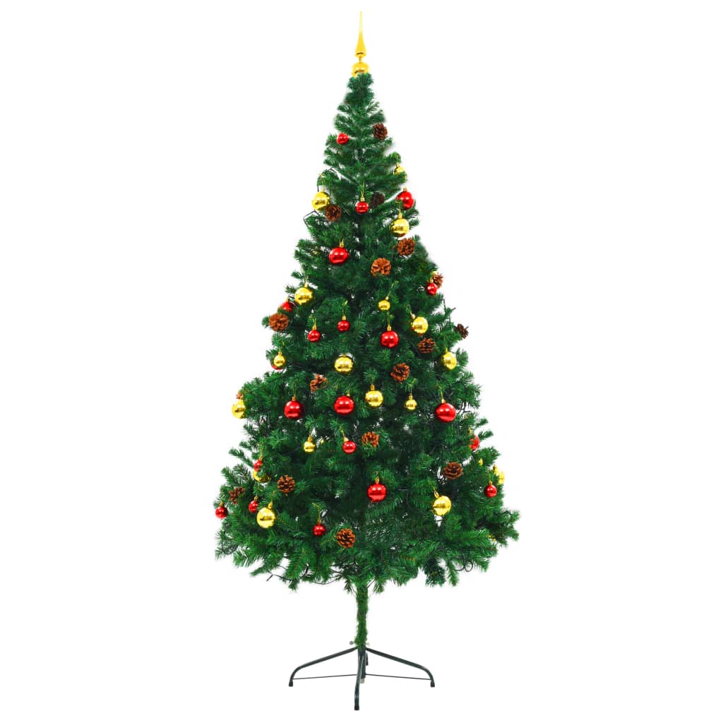 Arbre de Noël artificiel pré-éclairé avec boules vert 210 cm - Xios Store SNC