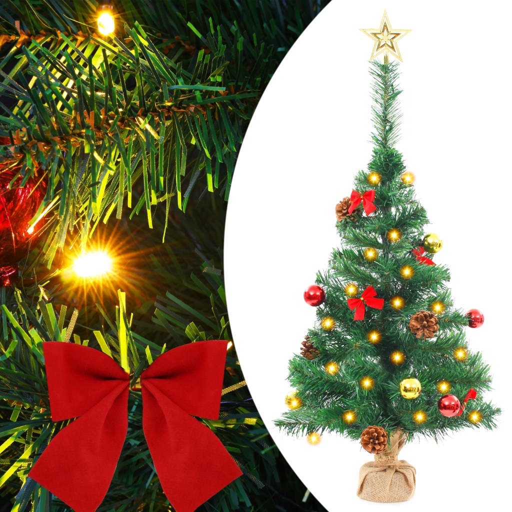 Arbre de Noël artificiel pré-éclairé avec boules vert 64 cm - Xios Store SNC