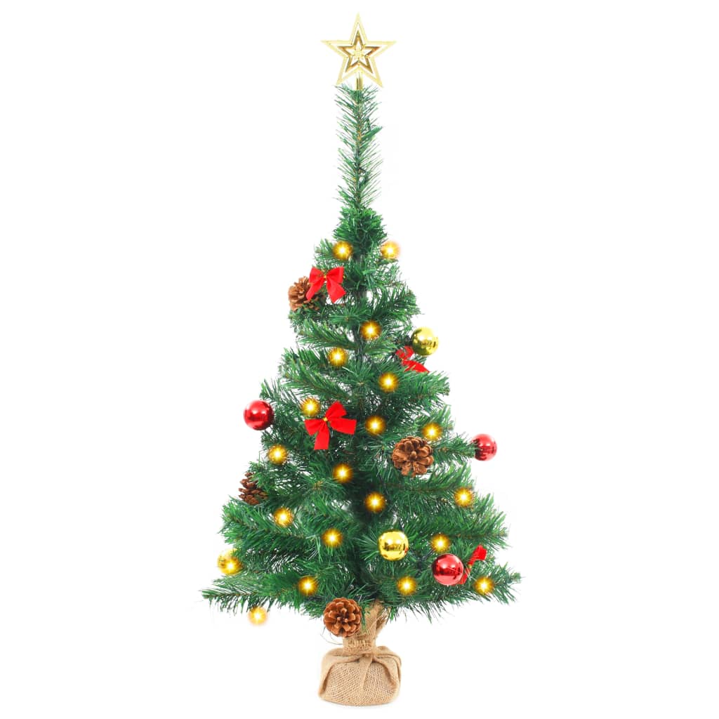 Arbre de Noël artificiel pré-éclairé avec boules vert 64 cm - Xios Store SNC