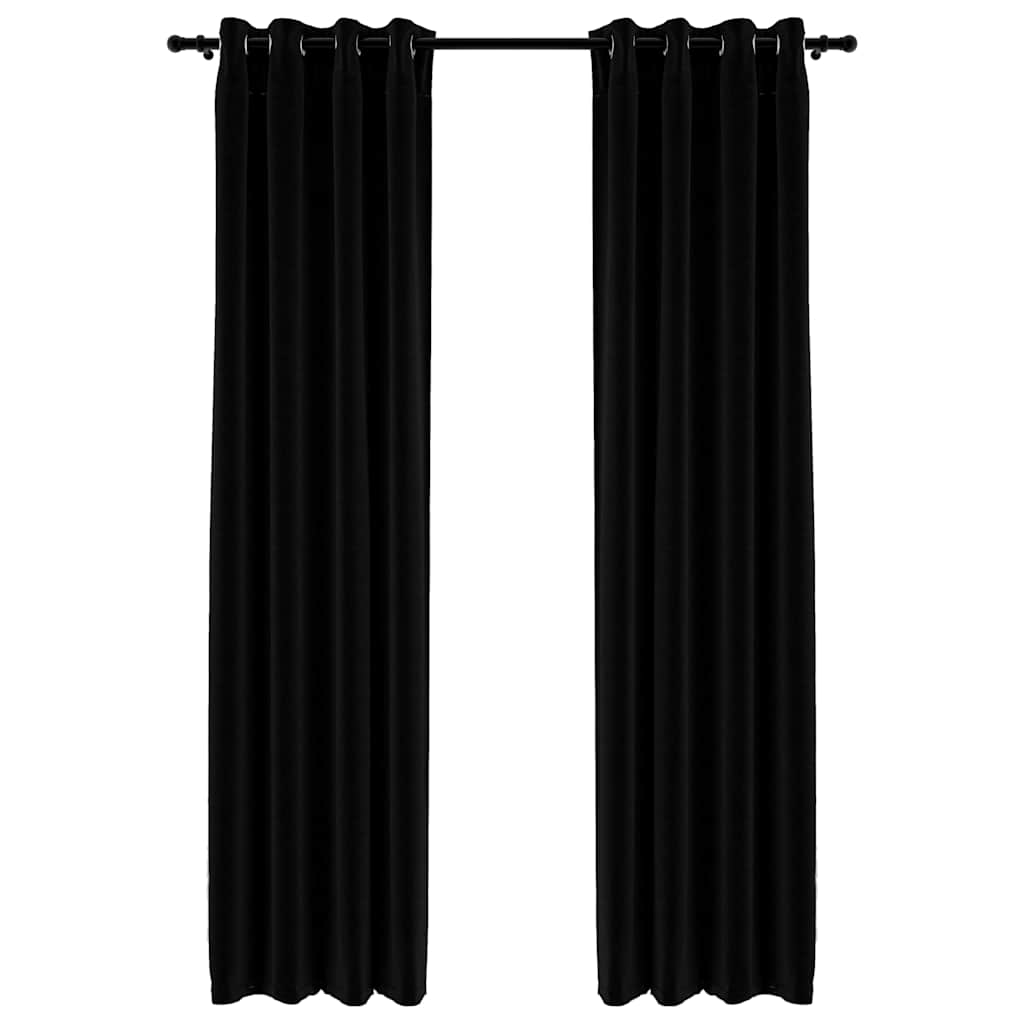 Rideaux occultants Aspect lin avec œillets 2 pcs Noir 140x225cm Rideaux vidaXL