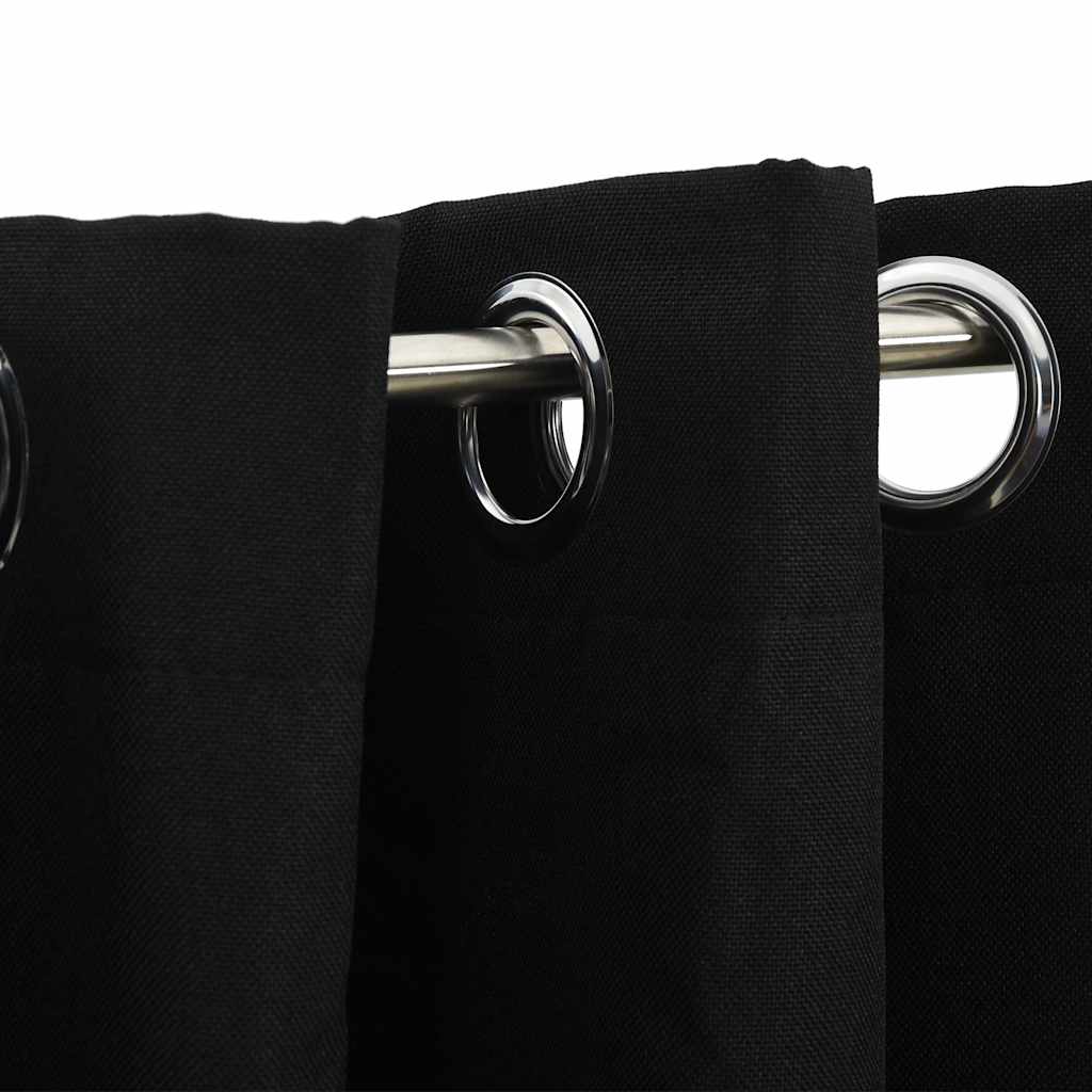 Rideaux occultants Aspect lin avec œillets 2 pcs Noir 140x225cm Rideaux vidaXL