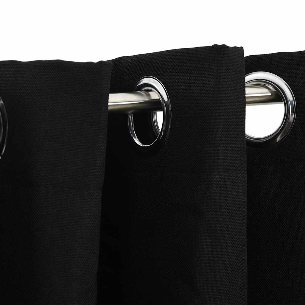 Rideaux occultants Aspect lin avec œillets 2 pcs Noir 140x245cm Rideaux vidaXL