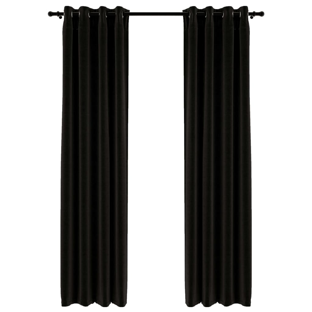 Rideaux occultants Aspect de lin 2 pcs Anthracite 140x225 cm Rideaux vidaXL   