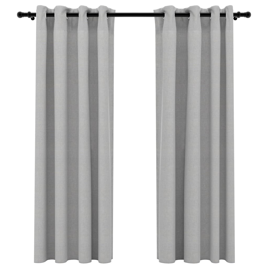 Rideaux occultants Aspect lin avec œillets 2 pcs Gris 140x175cm Rideaux vidaXL   