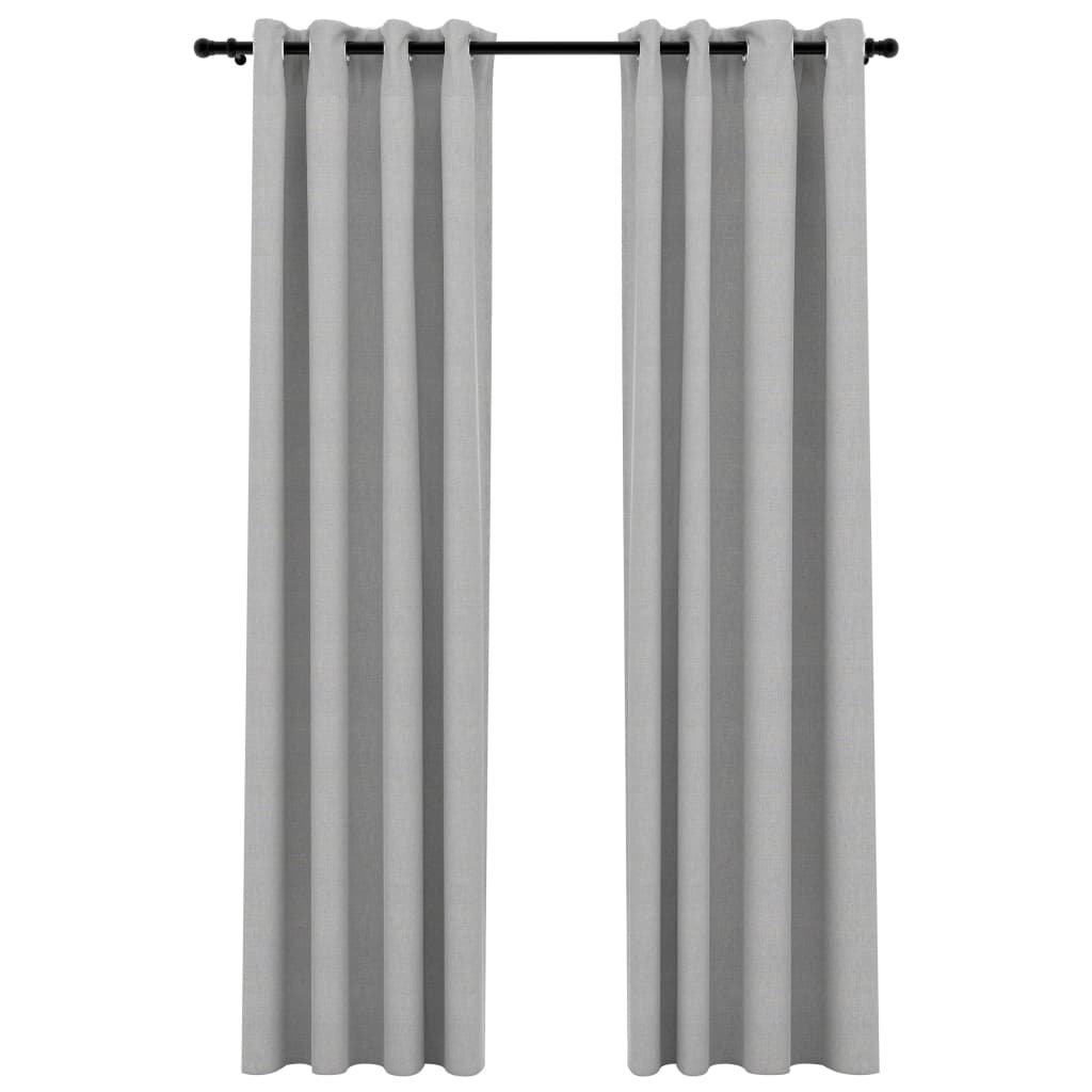 Rideaux occultants Aspect lin avec œillets 2 pcs Gris 140x225cm Rideaux vidaXL   