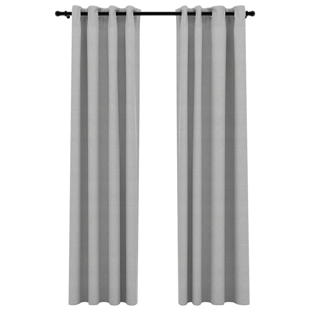 Rideaux occultants Aspect lin avec œillets 2 pcs Gris 140x245cm Rideaux vidaXL   