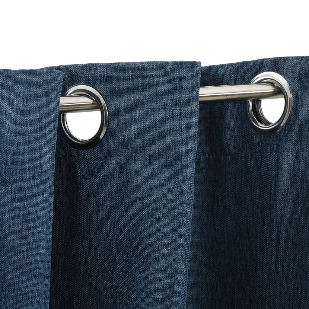 Rideaux occultants Aspect lin avec œillets 2 pcs Bleu 140x175cm Rideaux vidaXL   