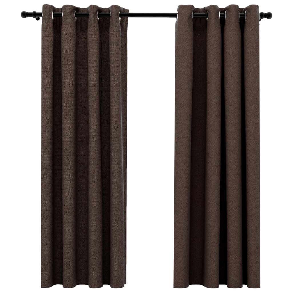 Rideaux occultants Aspect lin avec œillets 2pcs Taupe 140x175cm Rideaux vidaXL   