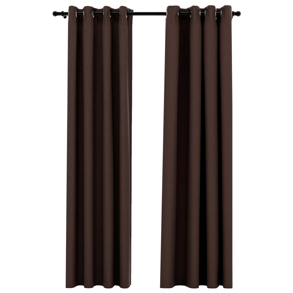 Rideaux occultants Aspect lin avec œillets 2pcs Taupe 140x225cm Rideaux vidaXL   