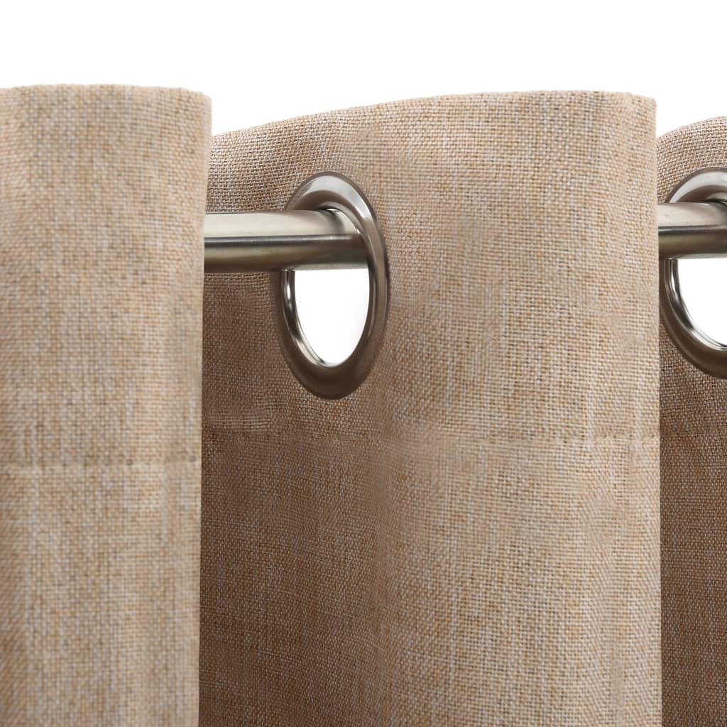 Rideaux occultants Aspect lin avec œillets 2pcs Beige 140x175cm Rideaux vidaXL   