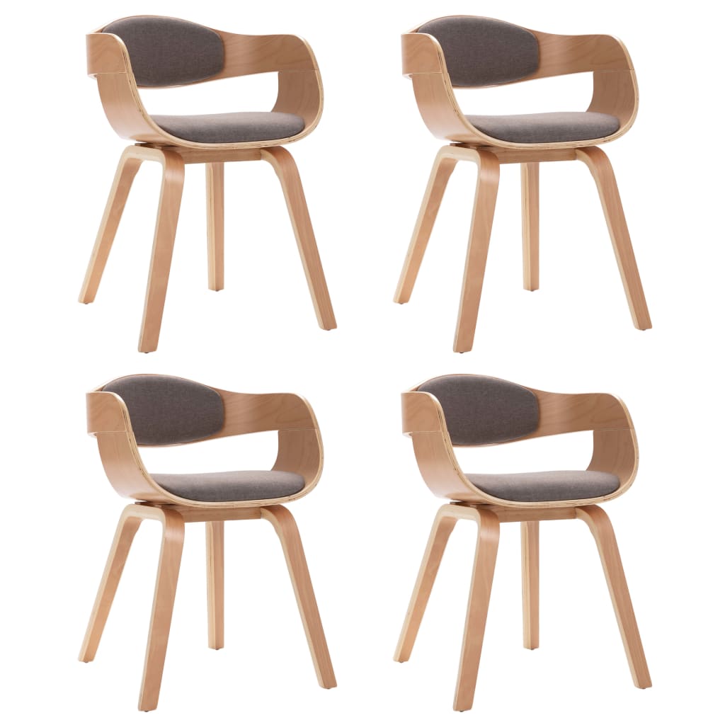 Chaises à manger lot de 4 bois courbé et tissu taupe Chaises de cuisine vidaXL   