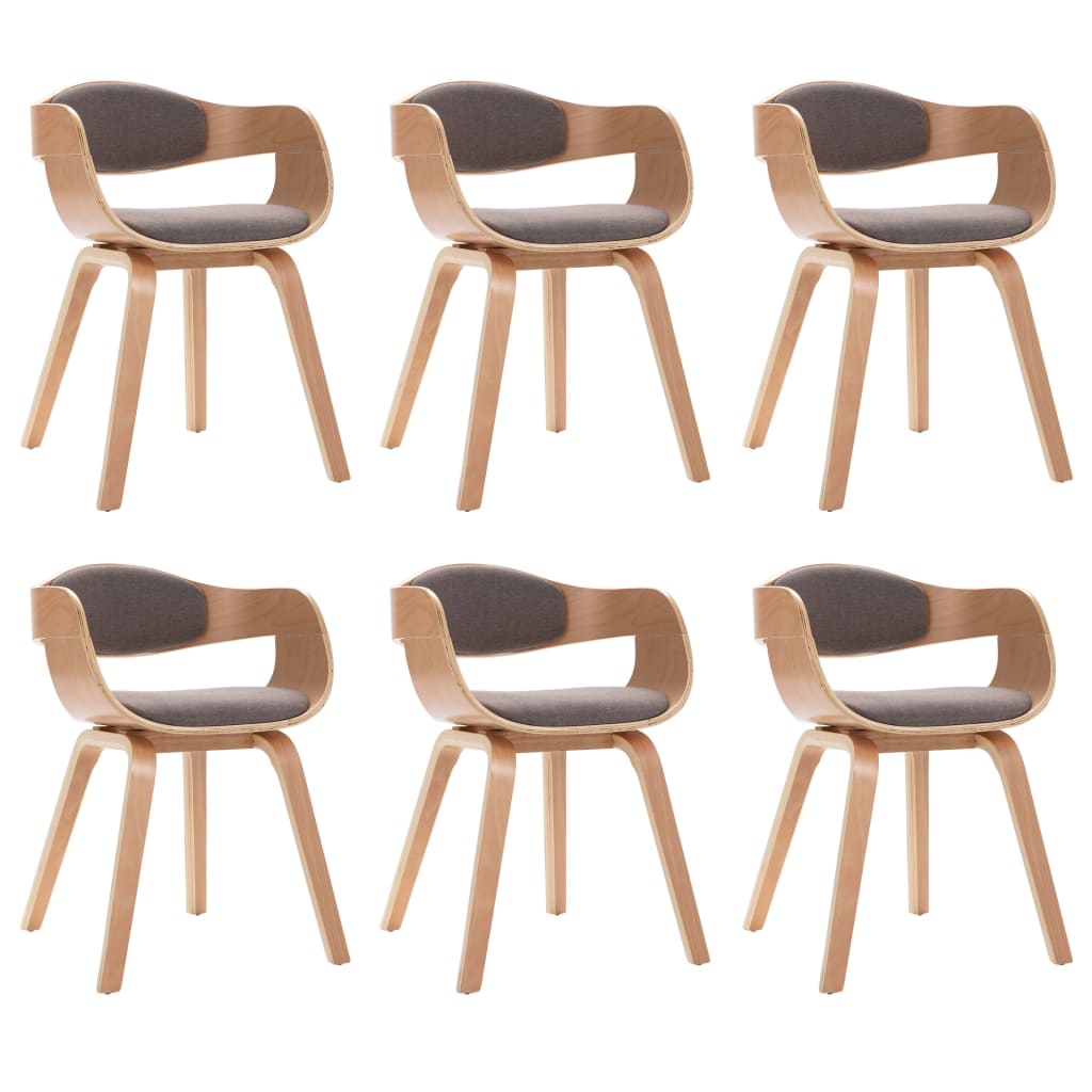 Chaises à manger lot de 6 bois courbé et tissu taupe Chaises de cuisine vidaXL   