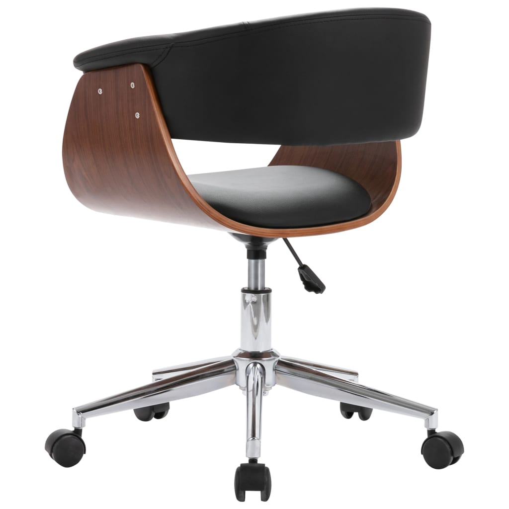 Chaise pivotante de bureau Noir Bois courbé et similicuir Chaises de bureau vidaXL   