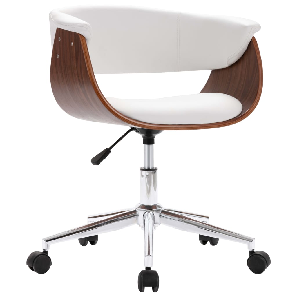 Chaise pivotante de bureau Blanc Bois courbé et similicuir Chaises de bureau vidaXL   