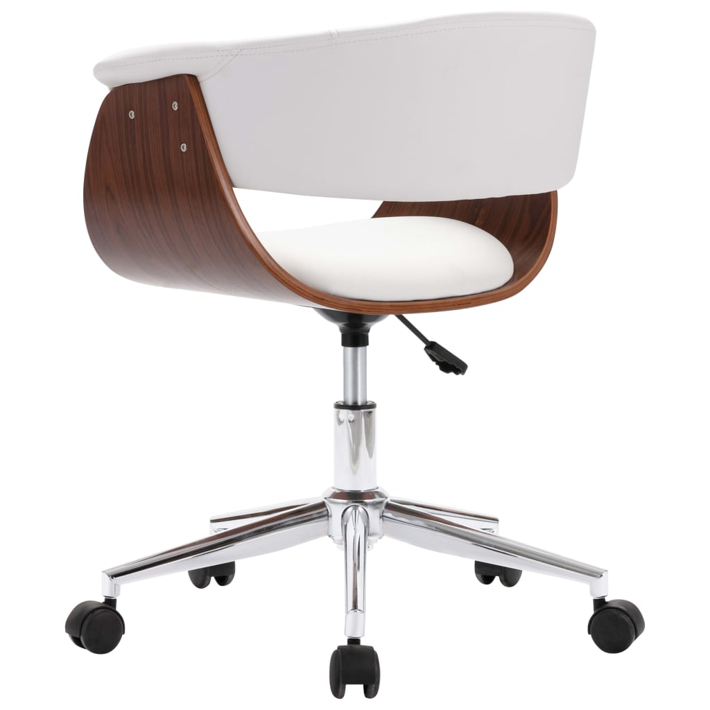 Chaise pivotante de bureau Blanc Bois courbé et similicuir Chaises de bureau vidaXL   