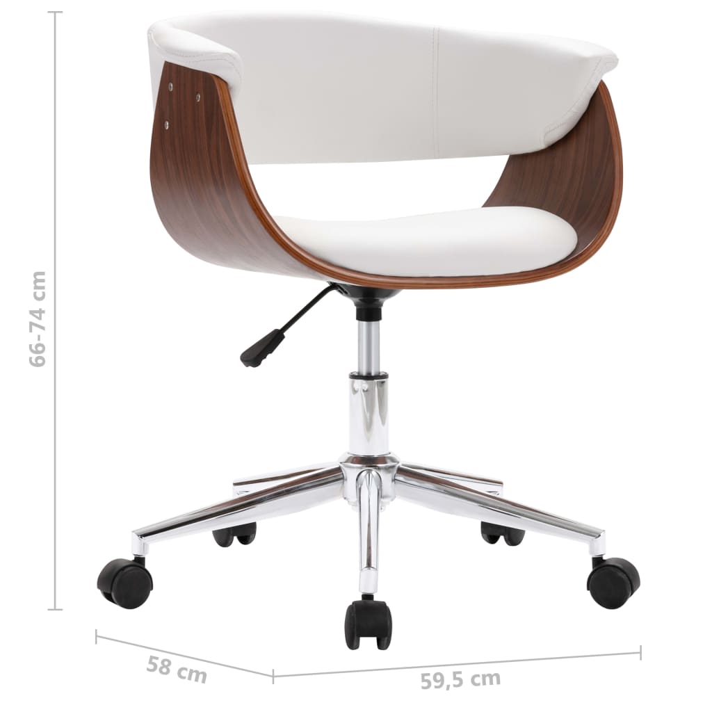 Chaise pivotante de bureau Blanc Bois courbé et similicuir Chaises de bureau vidaXL   