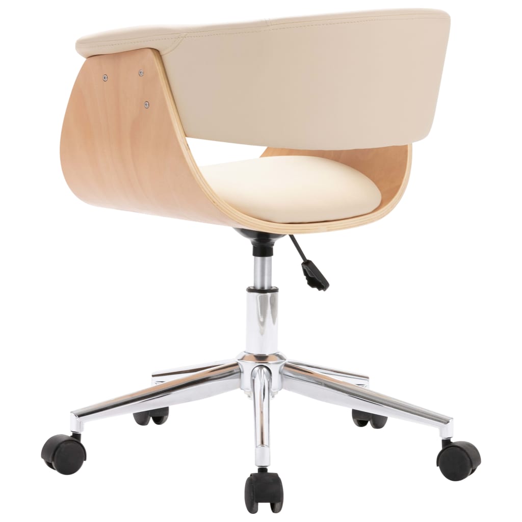 Chaise pivotante de bureau Crème Bois courbé et similicuir Chaises de bureau vidaXL   