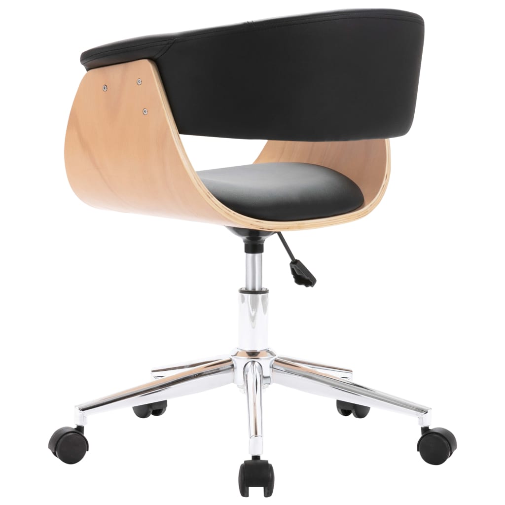 Chaise pivotante de bureau Noir Bois courbé et similicuir Chaises de bureau vidaXL   