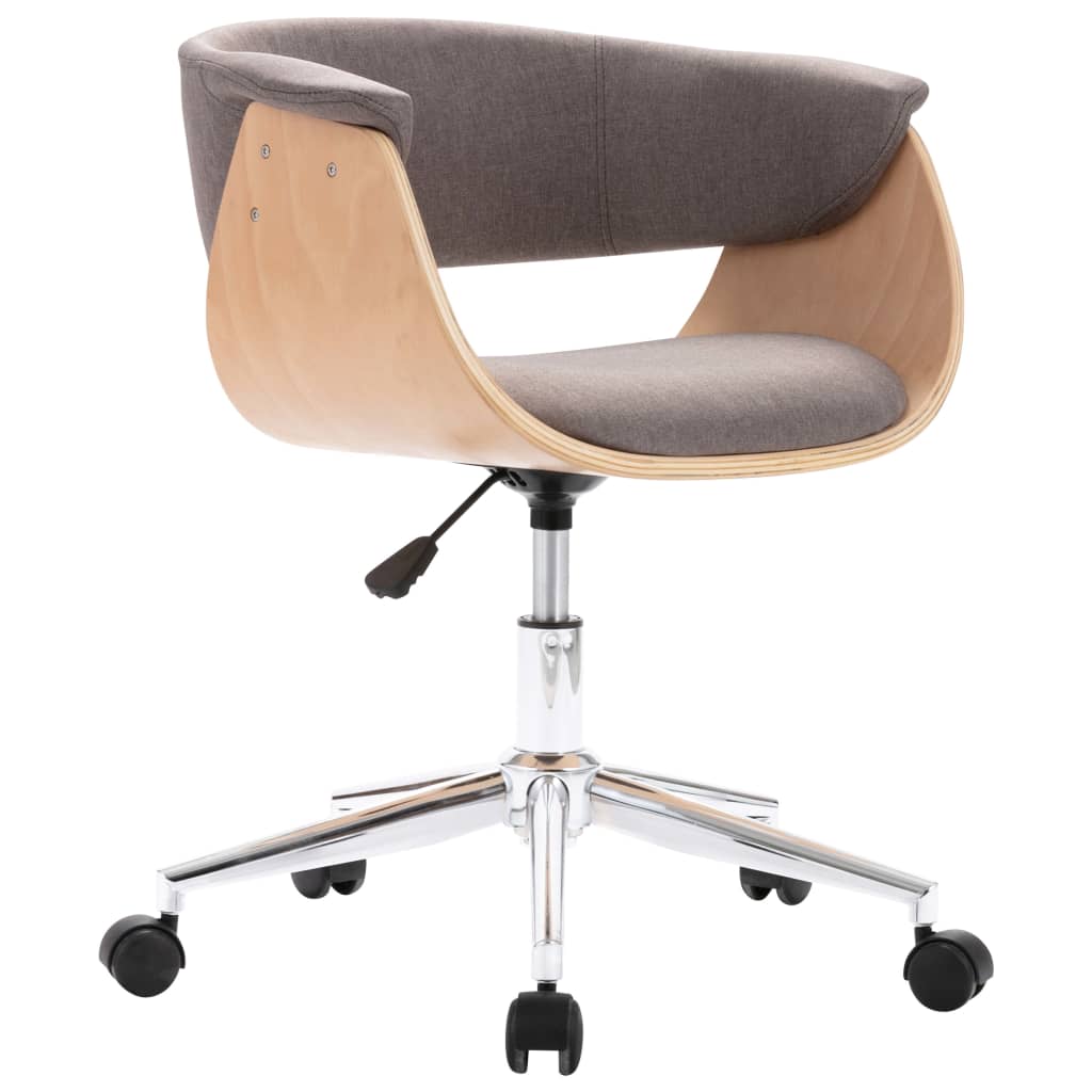 Chaise pivotante de bureau Taupe Bois courbé et tissu Chaises de bureau vidaXL   