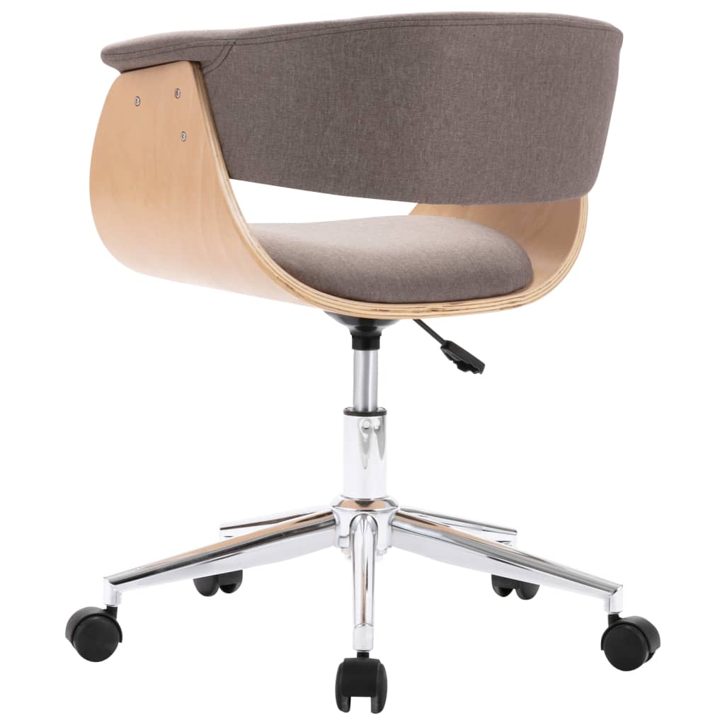 Chaise pivotante de bureau Taupe Bois courbé et tissu Chaises de bureau vidaXL   