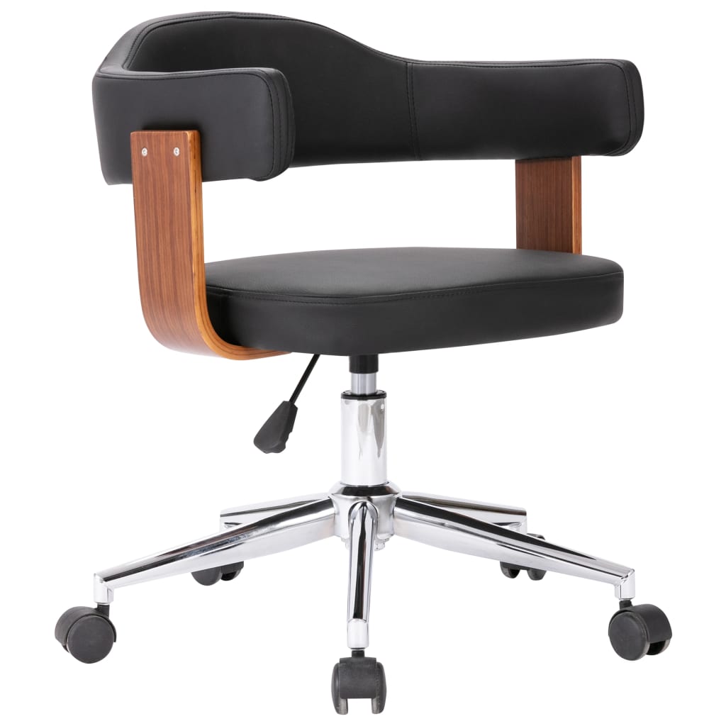 Chaise pivotante de bureau Noir Bois courbé et similicuir Chaises de bureau vidaXL   