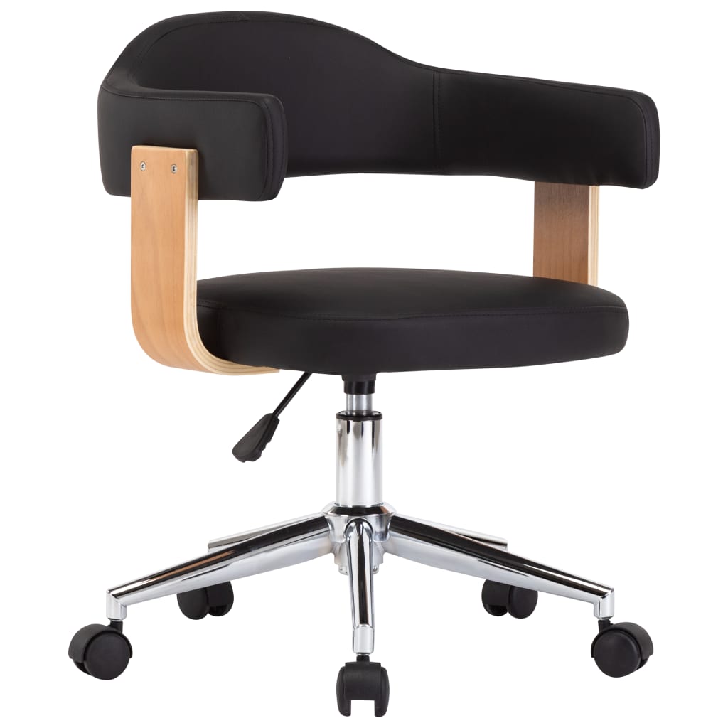 Chaise pivotante de bureau Noir Bois courbé et similicuir Chaises de bureau vidaXL   