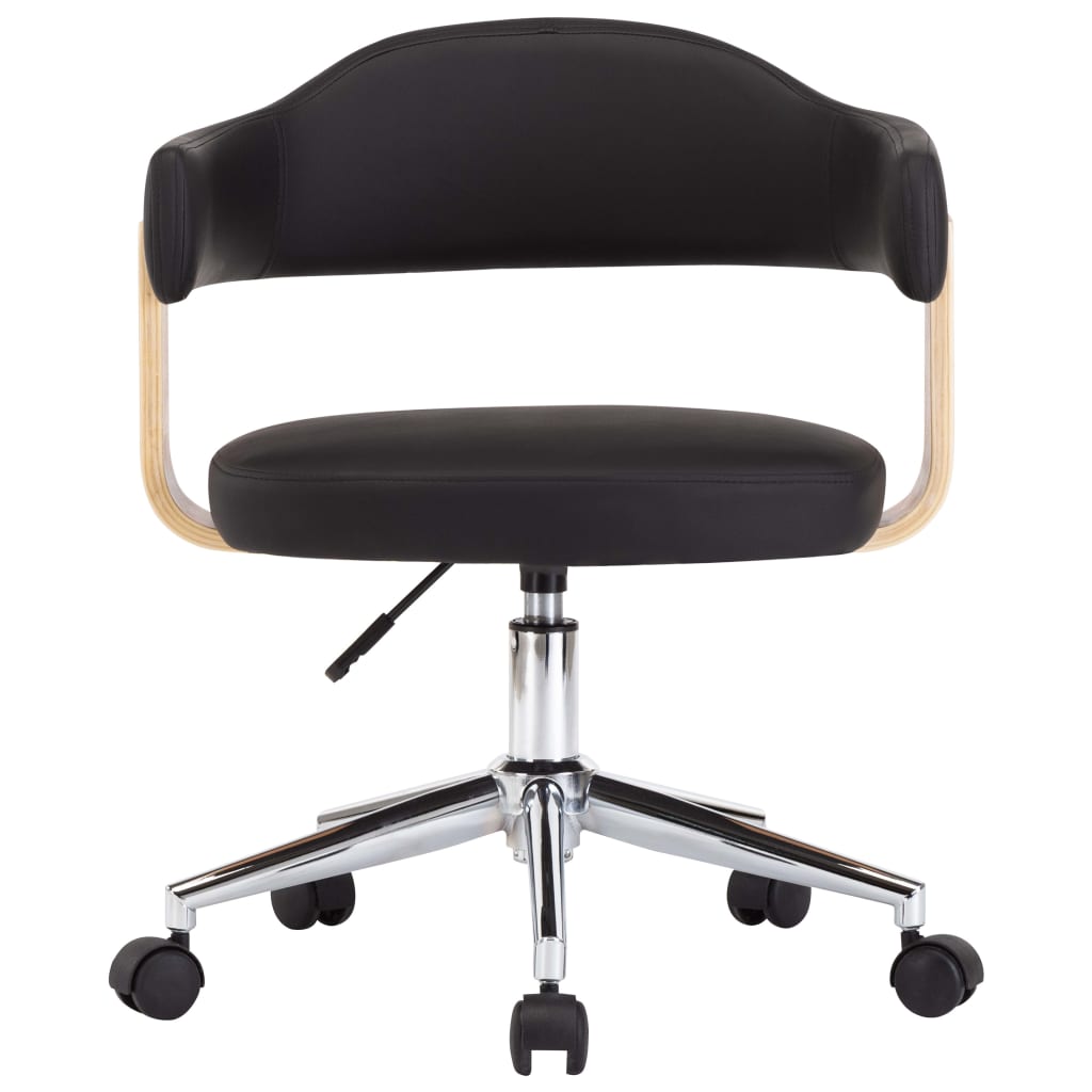 Chaise pivotante de bureau Noir Bois courbé et similicuir Chaises de bureau vidaXL   