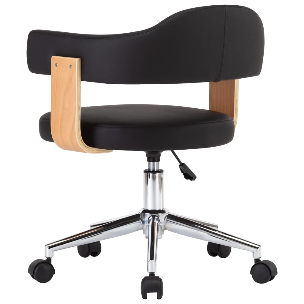 Chaise pivotante de bureau Noir Bois courbé et similicuir Chaises de bureau vidaXL   